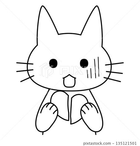 Illustration of a sad cat with a broken heart due to heartbreak or shock Illustration of a sad cat with a broken heart due to heartbreak or shock 135121501