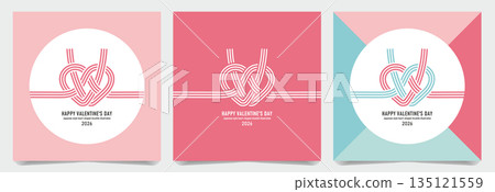 Cute mizuhiki heart Valentine's Day illustration 135121559