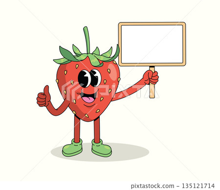 strawberry blank board groovy cartoon illustration 135121714