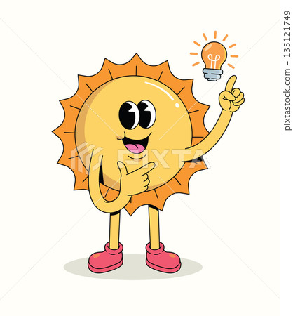 sun idea groovy cartoon illustration sun idea groovy cartoon illustration 135121749