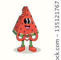watermelon love groovy cartoon illustration 135121767