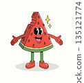watermelon smile groovy cartoon illustration 135121774