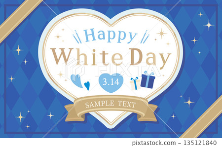 白色情人節相框_絲帶和心形_橫版 135121840