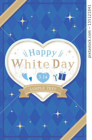 白色情人節相框_絲帶與心型_直式版 135121841