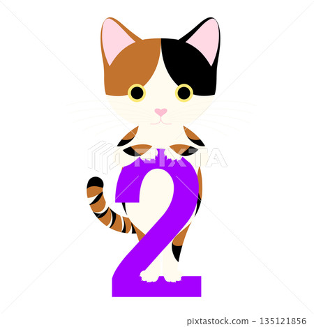 Cat Day_A cat climbing on the number "2" 135121856