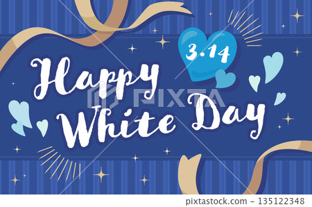 White Day Frame_Ribbon and Stripes_Horizontal 135122348