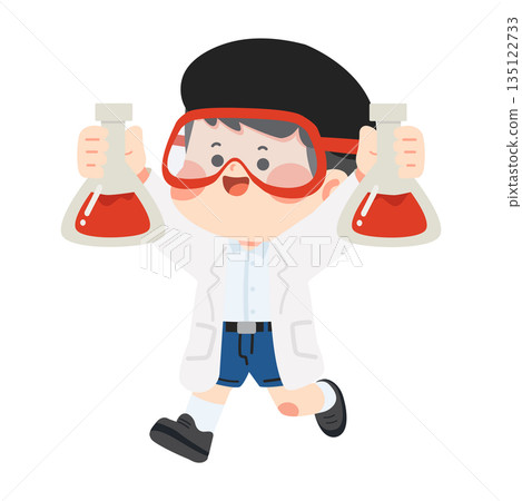 Illustration of Excited Boy Student Scientist 135122733