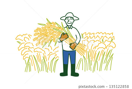 老年男性稻農 135122858