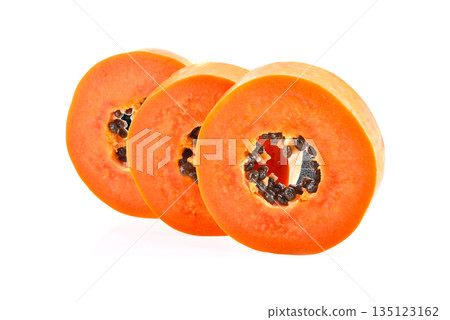 Slice ripe papaya isolated on the white background. 135123162