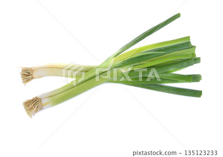 green onion isolated on white background. green onion isolated on white background. 135123233