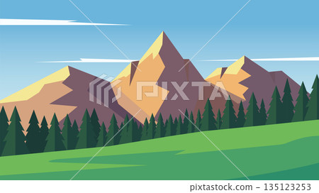 Fresh Daytime Mountain Landscape View 135123253