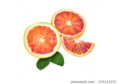 Blood red oranges isolated on white background 135123372