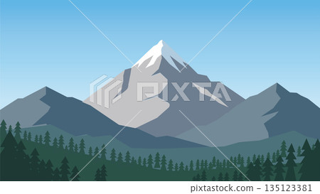 Minimal Mountain with Green Forest Landscape 135123381