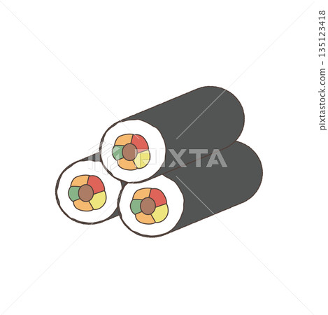 Setsubun illustration material Ehomaki thick roll seaweed roll Setsubun illustration material Ehomaki thick roll seaweed roll 135123418