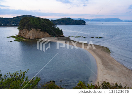 The beautiful Angel Road on Shodoshima Island in Kagawa Prefecture 135123676