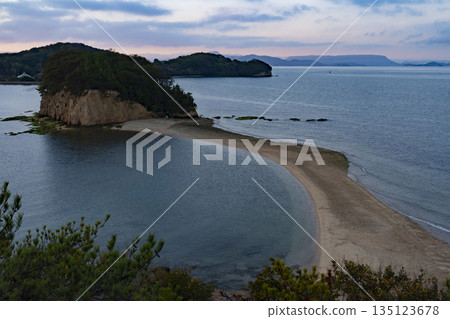 The beautiful Angel Road on Shodoshima Island in Kagawa Prefecture 135123678