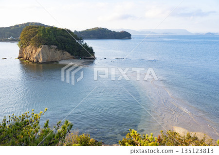 The beautiful Angel Road on Shodoshima Island in Kagawa Prefecture 135123813