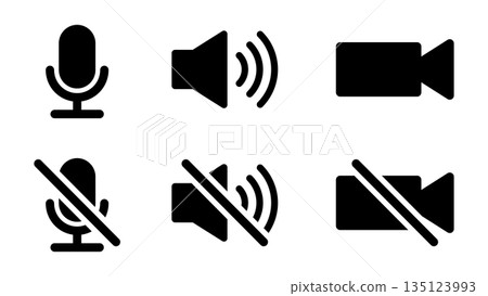 麥克風、揚聲器和相機圖示分別代表音訊和視訊。 135123993