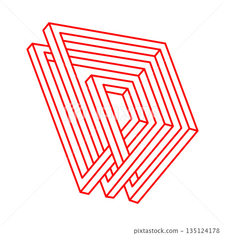 Impossible shapes. Logo. Sacred geometry figure. Optical illusion. Abstract eternal geometric objects. Optical art. Impossible geometry shape on a white background. Escher style. Impossible shapes. Logo. Sacred geometry figure. Optical illusion. Abstract eternal geometric objects. Optical art. Impossible geometry shape on a white background. Escher style. 135124178