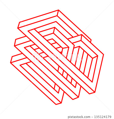 Optical illusion shapes. Logo. Optical art objects. Impossible figures. Escher style. Geometry. Optical illusion shapes. Logo. Optical art objects. Impossible figures. Escher style. Geometry. 135124179