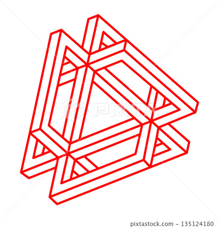 Impossible shapes. Sacred geometry. Optical illusion. Logo. Abstract eternal geometric object. Impossible endless outline. Optical art. Impossible geometry symbol on a white background. Line art. Impossible shapes. Sacred geometry. Optical illusion. Logo. Abstract eternal geometric object. Impossible endless outline. Optical art. Impossible geometry symbol on a white background. Line art. 135124180