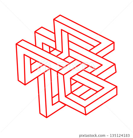 Illusion shapes. 3d geometry. Optical illusion figure. Logo. Sacred geometry objects.  135124183