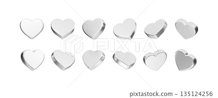 3D heart with grainy noise texture and halftone dots on white background. Y2K grunge effect with gradient fade, abstract dotwork pattern for modern design. 3D heart with grainy noise texture and halftone dots on white background. Y2K grunge effect with gradient fade, abstract dotwork pattern for modern design. 135124256