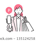 A woman shopping using smartphone payment 135124258