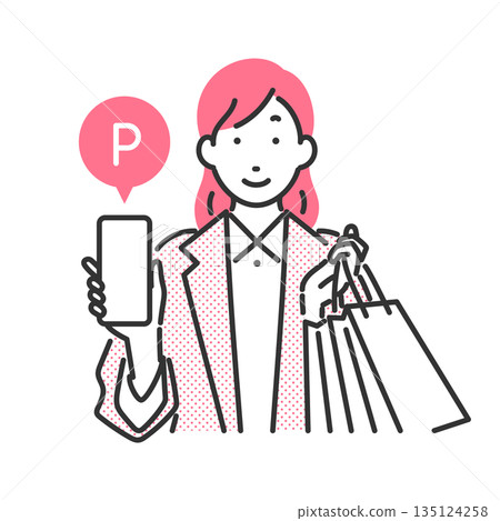 一位女士正在使用智慧型手機支付購物。 135124258