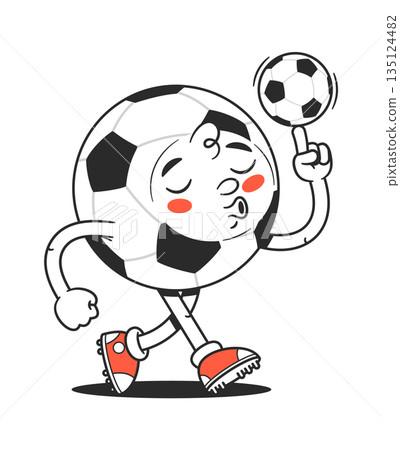 Carefree soccer character spinning ball 135124482