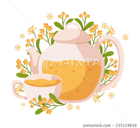 Herbal Tea Is An Infusion Of Plants, Flowers, And Herbs That Have Health Benefits And Are Brewed In Hot Water 135124638