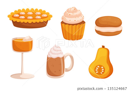 Delicious Pumpkin Meals, Flavorful Muffin, Sweet Pumpkin Pie, Coffee and Juice in Glass Cups, Fresh Gourd and Macaroon Delicious Pumpkin Meals, Flavorful Muffin, Sweet Pumpkin Pie, Coffee and Juice in Glass Cups, Fresh Gourd and Macaroon 135124667