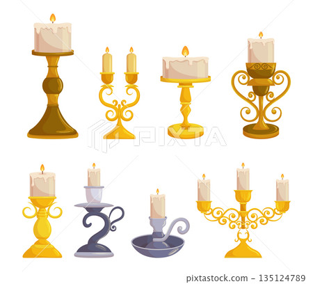 Vintage Candleholder Set Made Of Iron With Ornate Designs And Intricate Details. It Can Serve As A Stunning Centerpiece Vintage Candleholder Set Made Of Iron With Ornate Designs And Intricate Details. It Can Serve As A Stunning Centerpiece 135124789