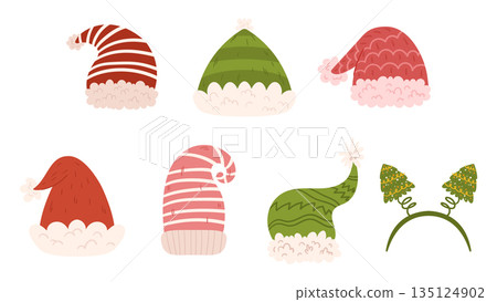 Christmas Festive Hats, Jolly And Bright Merry Elf Headpieces and Headband with Spruces Add Dash Of Holiday Cheer 135124902