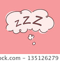 Cute ZZZ sleeping cloud thought bubble on soft pink background, cozy cartoon illustration about sleep, dreams and relaxation, simple pastel design for bedtime mood, rest concept, calm night feeling 135126279
