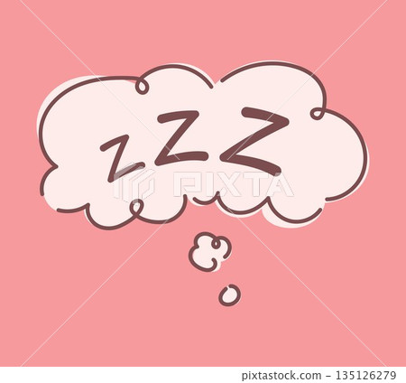 Cute ZZZ sleeping cloud thought bubble on soft pink background, cozy cartoon illustration about sleep, dreams and relaxation, simple pastel design for bedtime mood, rest concept, calm night feeling Cute ZZZ sleeping cloud thought bubble on soft pink background, cozy cartoon illustration about sleep, dreams and relaxation, simple pastel design for bedtime mood, rest concept, calm night feeling 135126279