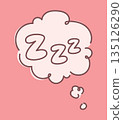Sleep thought bubble with zzz symbols on pink background. Cute hand drawn Doodle dreaming cloud for rest night nap bedtime relaxation cartoon style soft pastel illustration 135126290