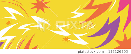 Yellow background, colored abstract dynamic picture, lightning shape, full capacity and musical background material, complete white space. Yellow background, colored abstract dynamic picture, lightning shape, full capacity and musical background material, complete white space. 135126303