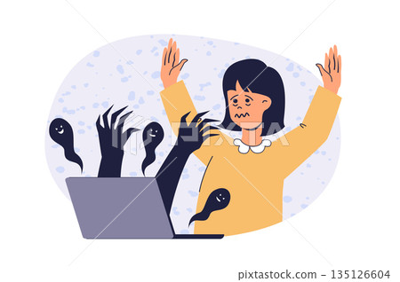 Internet cyber safety for kids web concept with flat cartoon people for website design. Internet cyber safety for kids web concept with flat cartoon people for website design. 135126604