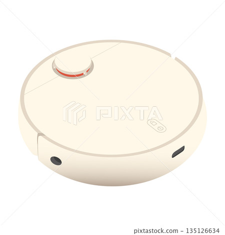 Robot vacuum cleaner in flat design. Wireless smart cleanup appliance. Vector illustration isolated. Robot vacuum cleaner in flat design. Wireless smart cleanup appliance. Vector illustration isolated. 135126634