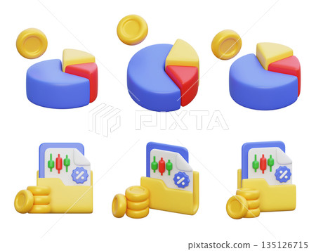 3D Stock Investment Portfolio and Asset Management Concept 135126715
