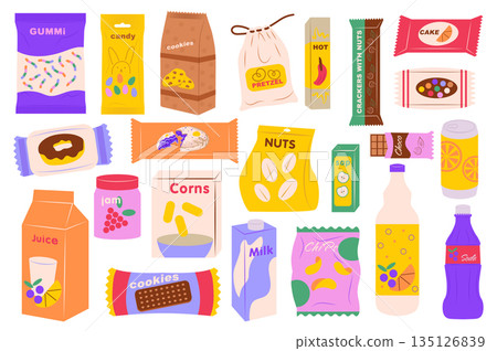 Snacks in Packages Set 135126839