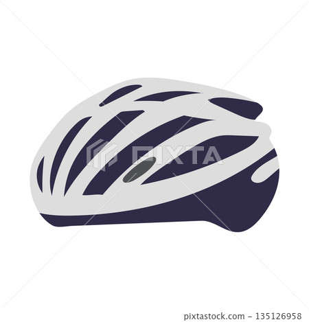 Bicycle helmet in flat design. Protection headwear for safety biking. Vector illustration isolated. 135126958