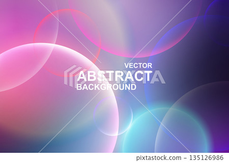 Abstract background with soft and light colors transparent spheres in dynamic motion effect. Dreamy fantasy wallpaper with light pink, purple and blue balls floating and flying. Vector illustration 135126986