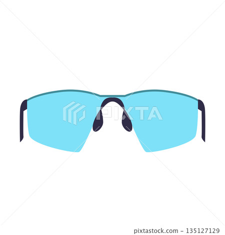 Cycling sunglasses in flat design. Protection eyes sport goggles for biking. Vector illustration isolated. 135127129