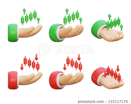 3D Financial Growth Graph in Hand Presentation Concept 135127176