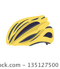 Yellow bicycle helmet in flat design. Protection headwear for biking. Vector illustration isolated. 135127500