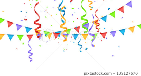 Colorful party flags background vector illustration for celebration. 135127670