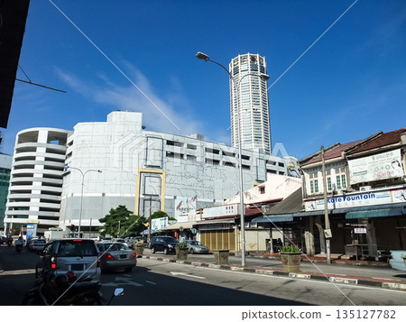 Looking up at Komtar, a skyscraper on Penang Island, Malaysia Looking up at Komtar, a skyscraper on Penang Island, Malaysia 135127782