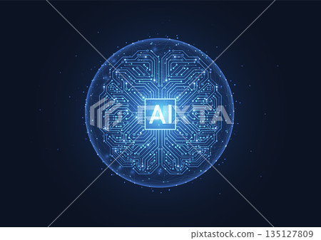 Abstract artificial intelligence global network connection. Digital technology lline composition concept of global business. Vector Illustration 135127809